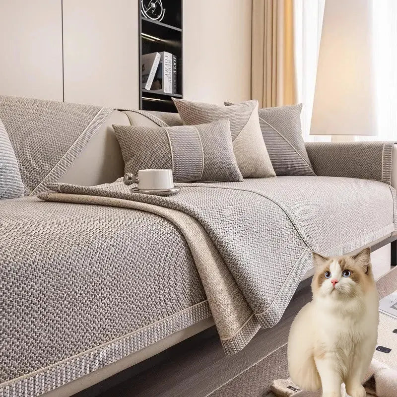 Housse de canapé antidérapante coton  twill denim anti griffes de chat