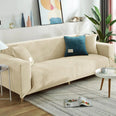 Housse de canapé extensible velours doux et chaleureux beige