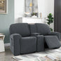Housse de canapé relax 2 places avec tablette centrale gris foncé