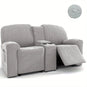 Housse de canapé relax 2 places avec tablette centrale argent