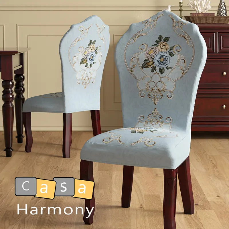 Housse de chaise anciennes baroque louis 16 bleue ciel