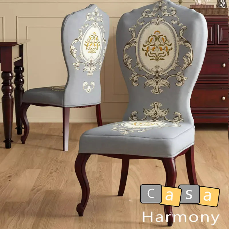 Housse de chaise anciennes baroque louis 16 gris clair