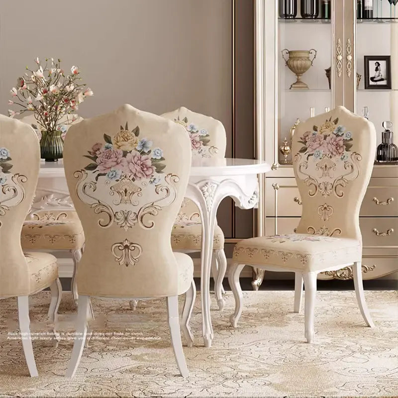 Housse de chaise anciennes baroque louis 16 taupe de dos