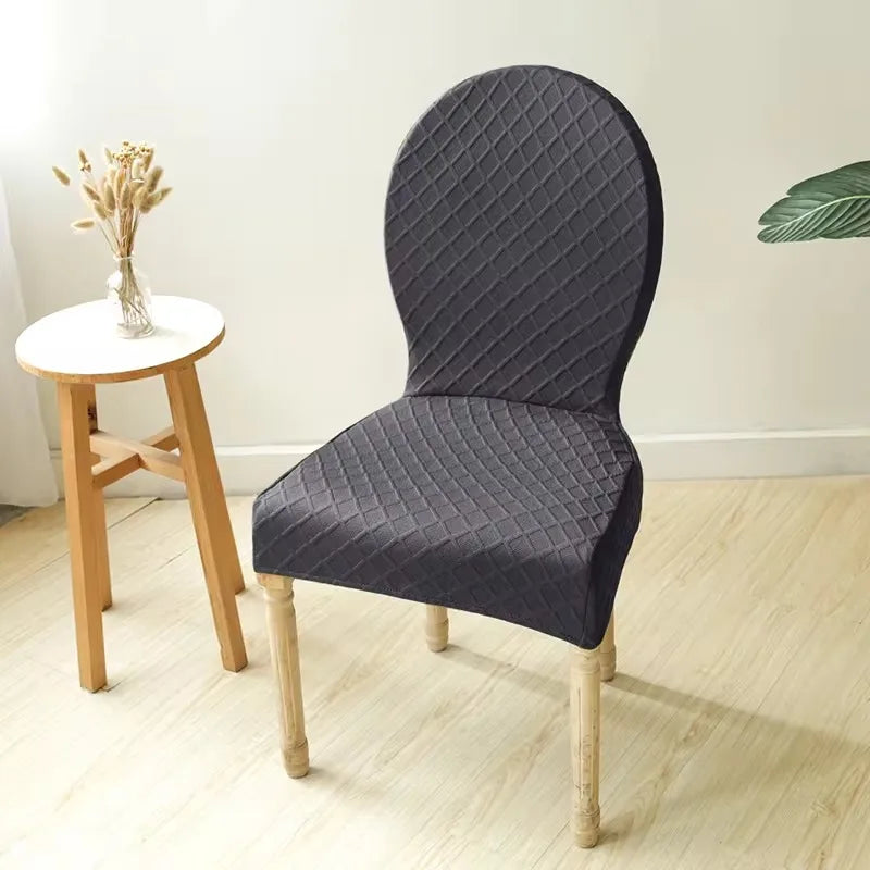 Housse de chaise baroque extensible anti griffes gris foncé