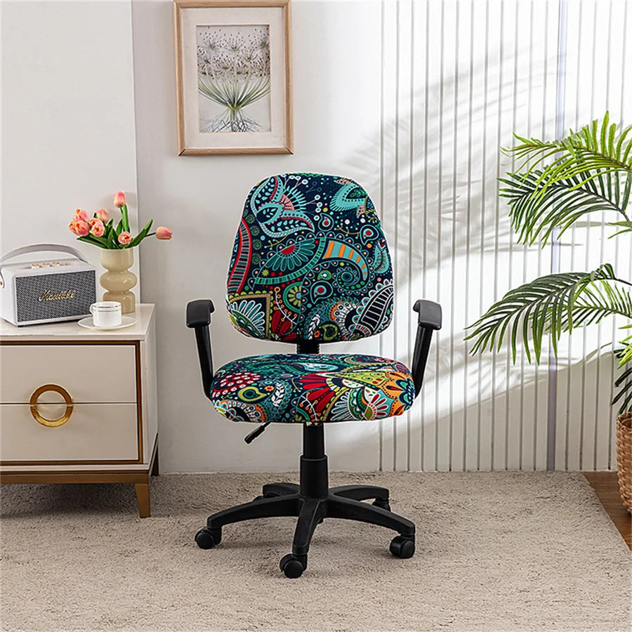 Housse de chaise de bureau extensible moderne tissu imprimé de dos