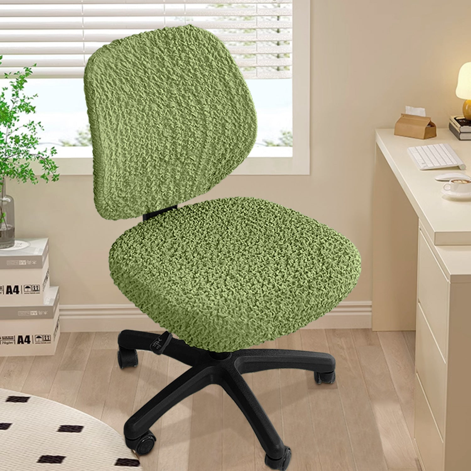 Housse de chaise de bureau extensible respirante et moderne vert matcha