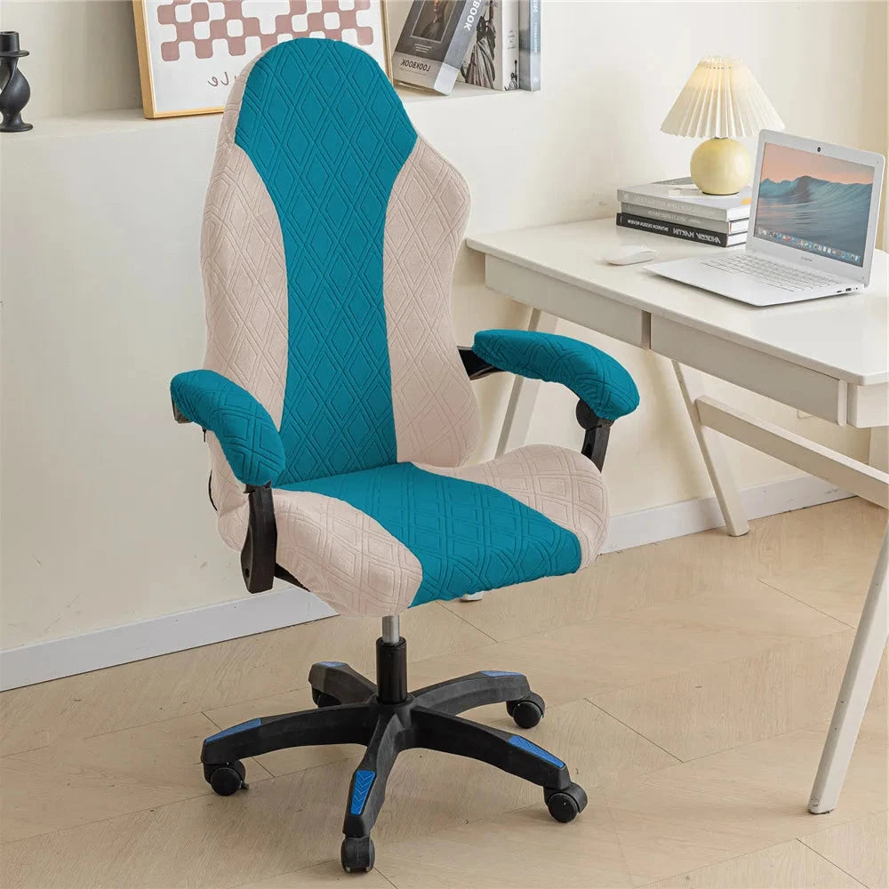 Housse de chaise de bureau tissu renforcé anti griffes bleue