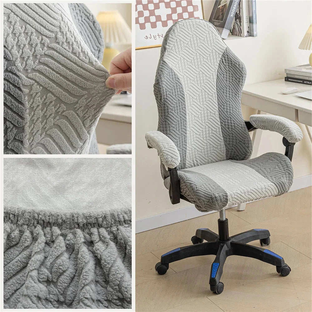 Housse de chaise de bureau tissu renforcé anti griffes gris clair