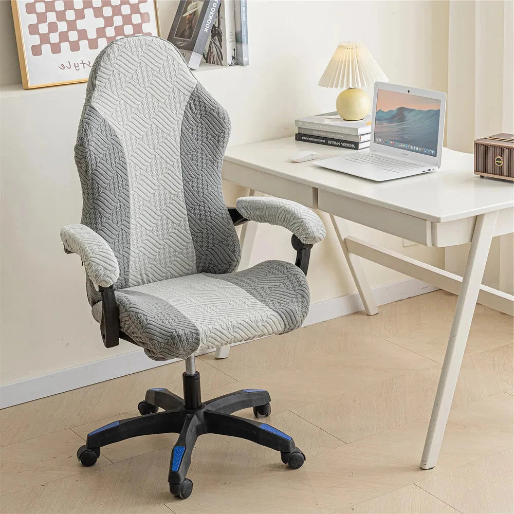 Housse de chaise de bureau tissu renforcé anti griffes gris clair