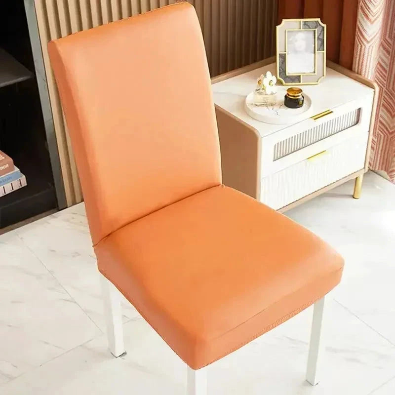 Housse de chaise imperméable simili cuir hydrofuge orange