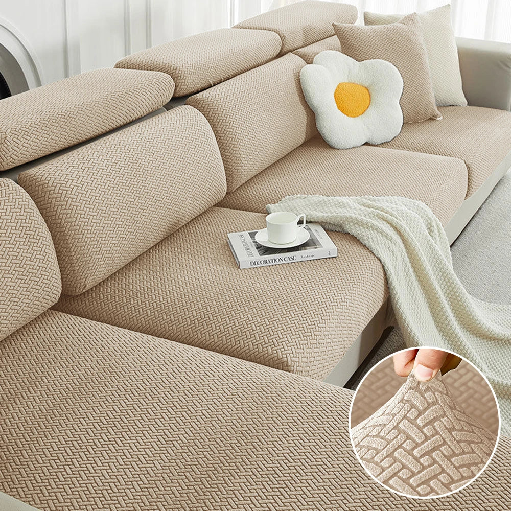 Housse de coussin extensible pour canapé velours damassé