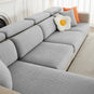 Housse de coussin extensible pour canapé velours damassé gris clair