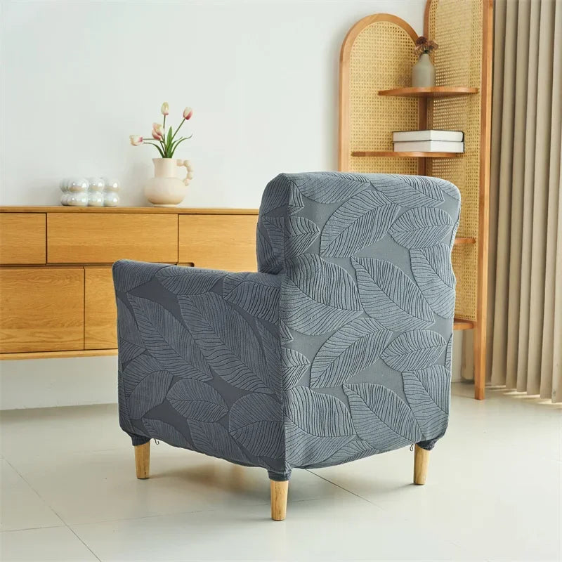 Housse de fauteuil club velours hibiscus vue de dos