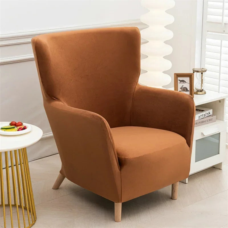 Housse fauteuil à oreilles IKEA OSKARSHAMN velours Ambre