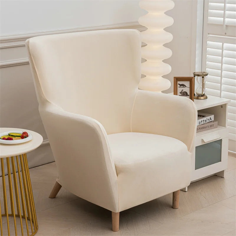 Housse fauteuil à oreilles IKEA OSKARSHAMN velours beige