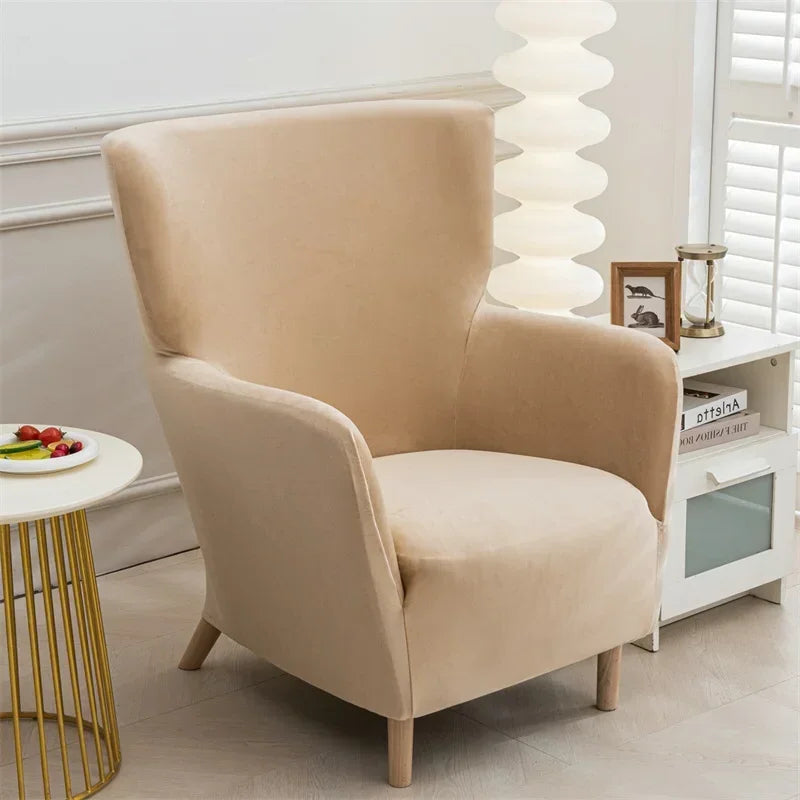 Housse fauteuil à oreilles IKEA OSKARSHAMN velours taupe