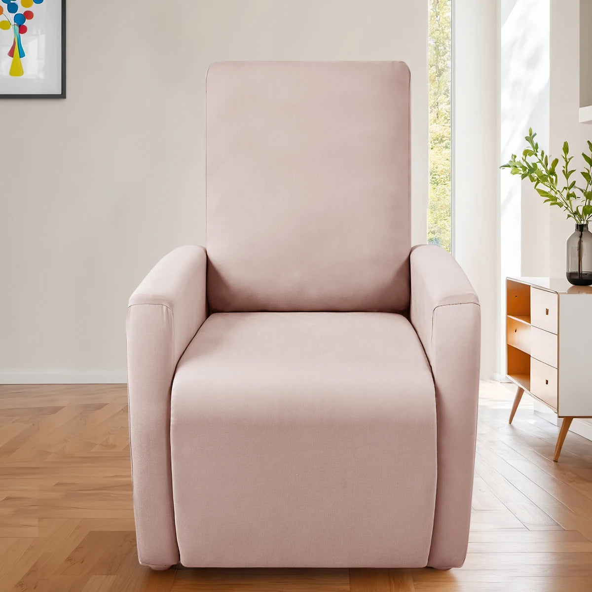 Housse fauteuil relax relevable dossier long lycra déperlant rose