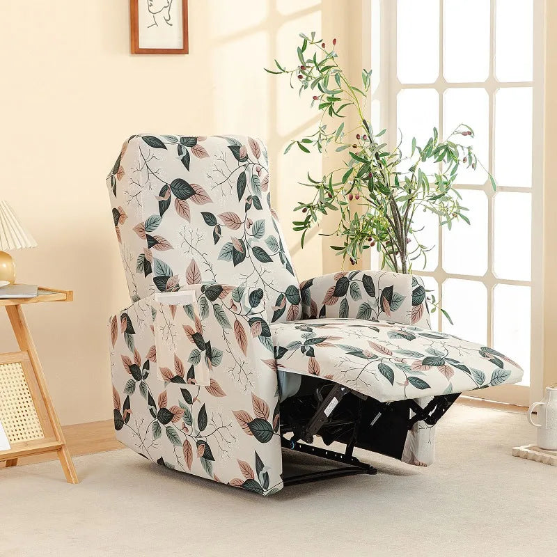 Housse fauteuil relax relevable électrique dossier long motif 1 de profil