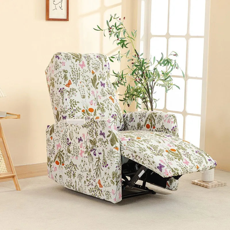 Housse fauteuil relax relevable électrique dossier long motif 2 de profil