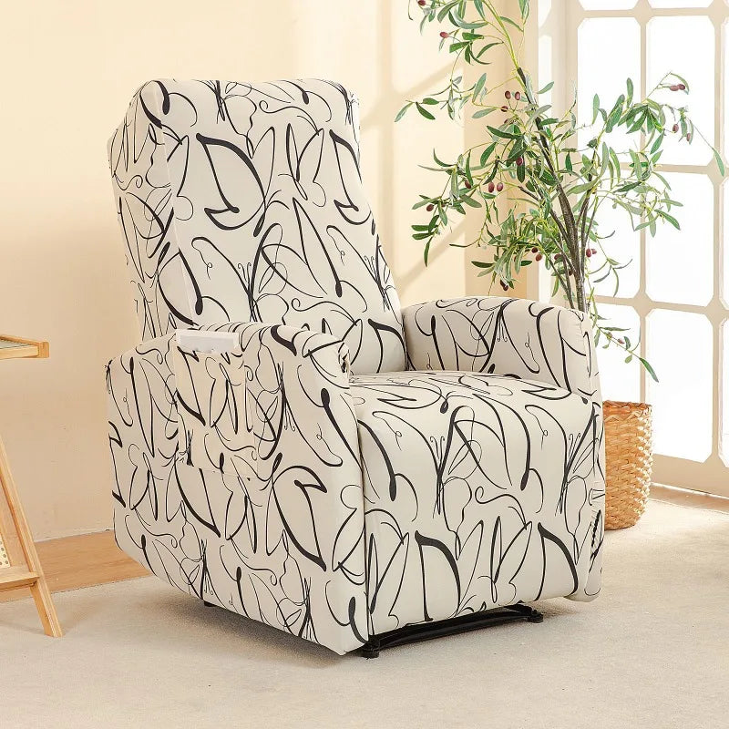 Housse fauteuil relax relevable électrique dossier long motif imprimé 14