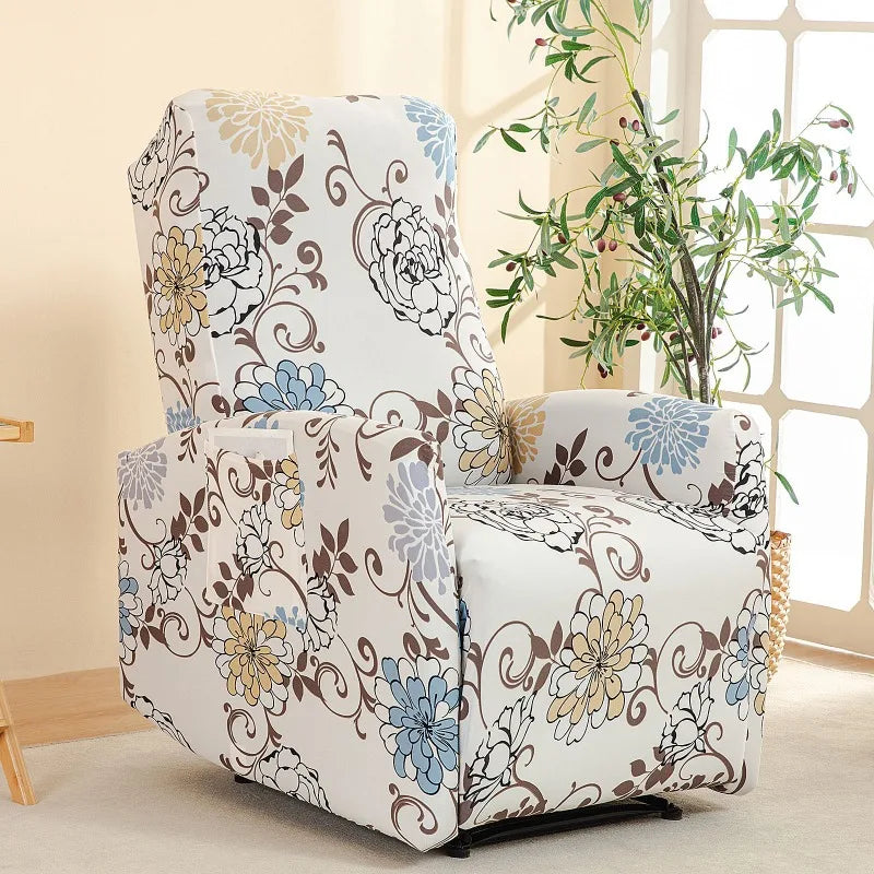 Housse fauteuil relax relevable électrique dossier long motif imprimé 17