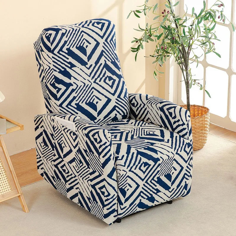 Housse fauteuil relax relevable électrique dossier long motif imprimé 19