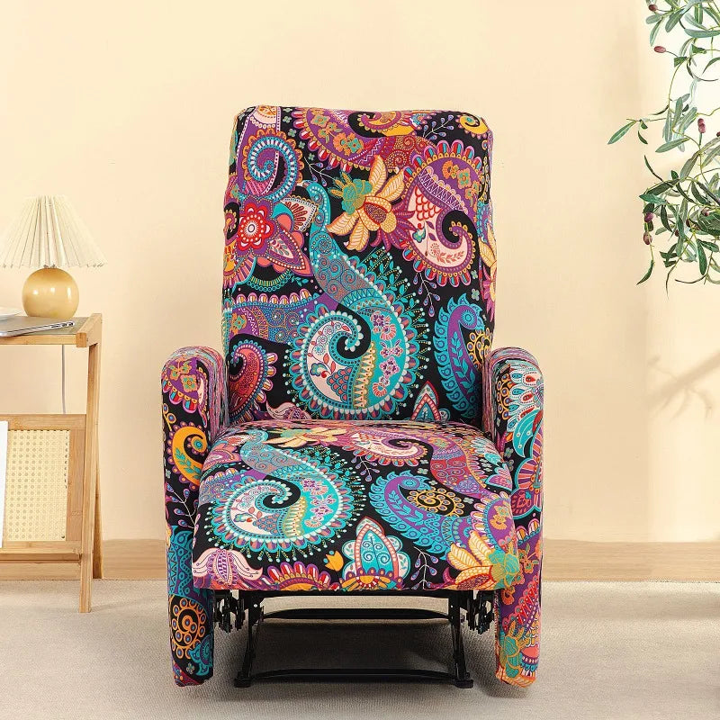 Housse fauteuil relax relevable électrique dossier long motif imprimé 6 face zoom