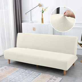 Housse pour canapé-lit, clic-clac, canapé sans accoudoirs taupe ivoire