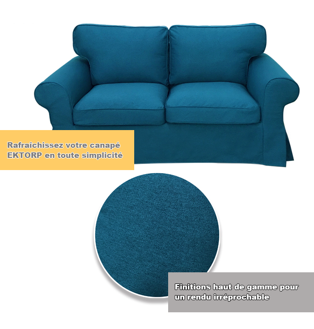 Housse pour canapé IKEA EKTORP 2 places bleue tissu