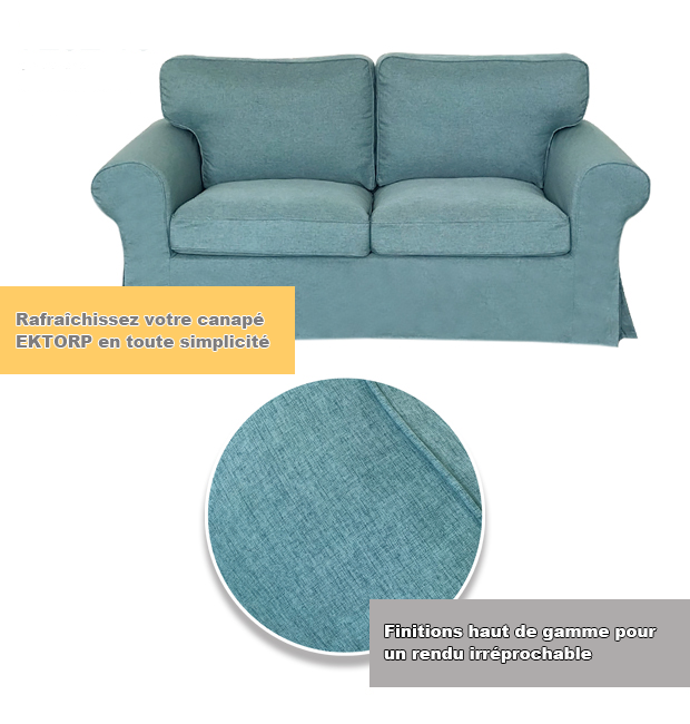 Housse pour canapé IKEA EKTORP 2 places bleue vert tissu