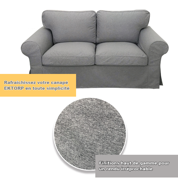 Housse pour canapé IKEA EKTORP 2 places gris tissu