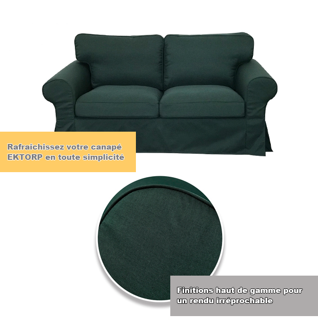 Housse pour canapé IKEA EKTORP 2 places vert foncé tissu