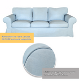 Housse pour canapé IKEA EKTORP 3 places pur coton bleue ciel tissu