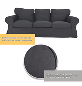 Housse pour canapé IKEA EKTORP 3 places pur coton noir tissu