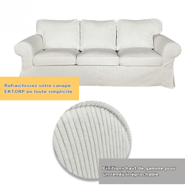 Housse pour canapé IKEA EKTORP haut de gamme velours côtelé blanc