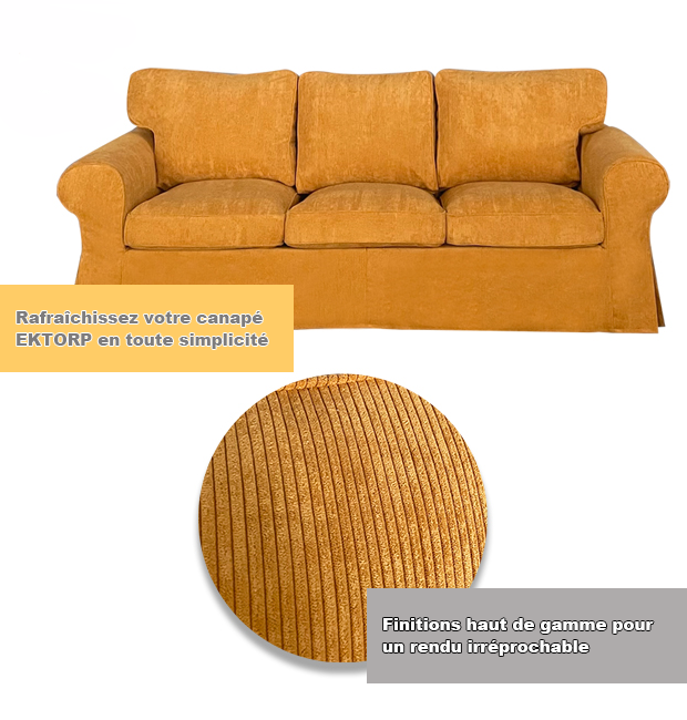 Housse pour canapé IKEA EKTORP haut de gamme velours camel tissu