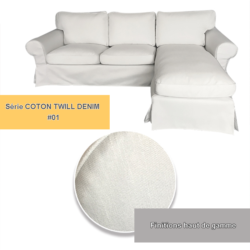 Housse pour canapé d'angle IKEA EKTORP méridienne  Blanc