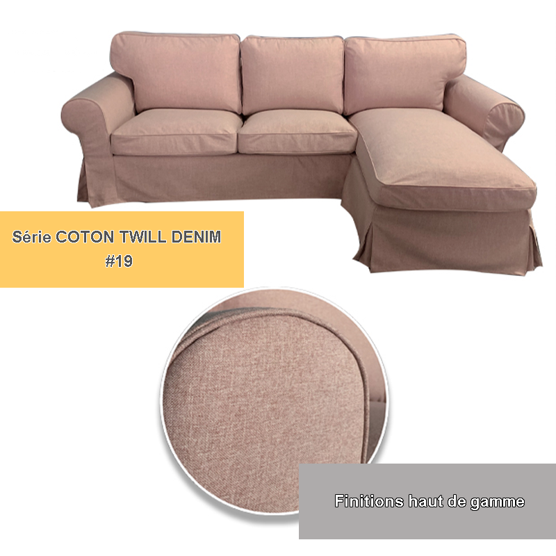 Housse pour canapé d'angle IKEA EKTORP méridienne  beige rose taupe