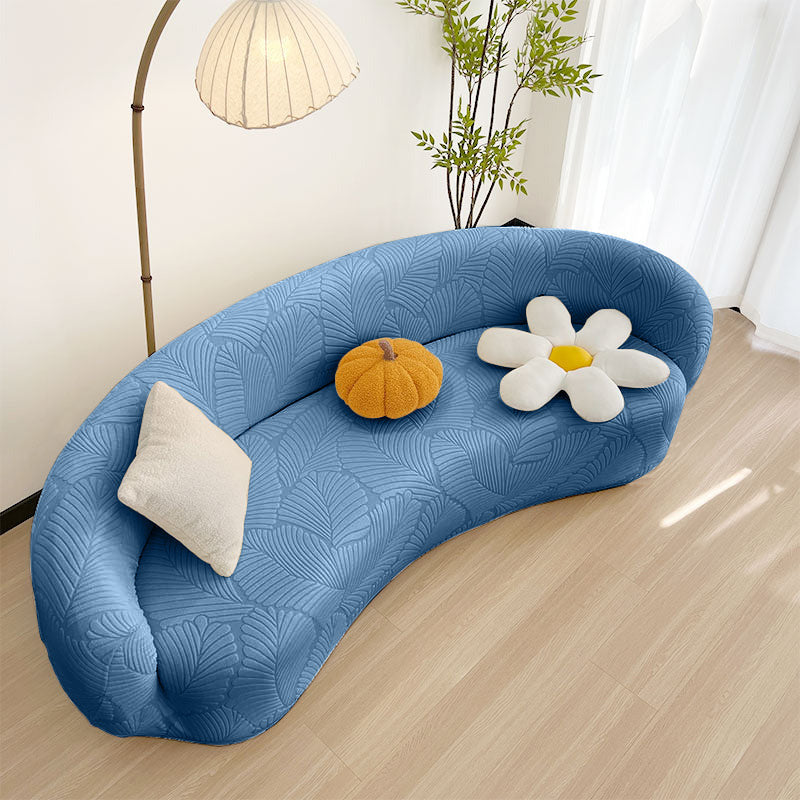 Housse pour canapé incurvé arrondi contemporain extensible bleue