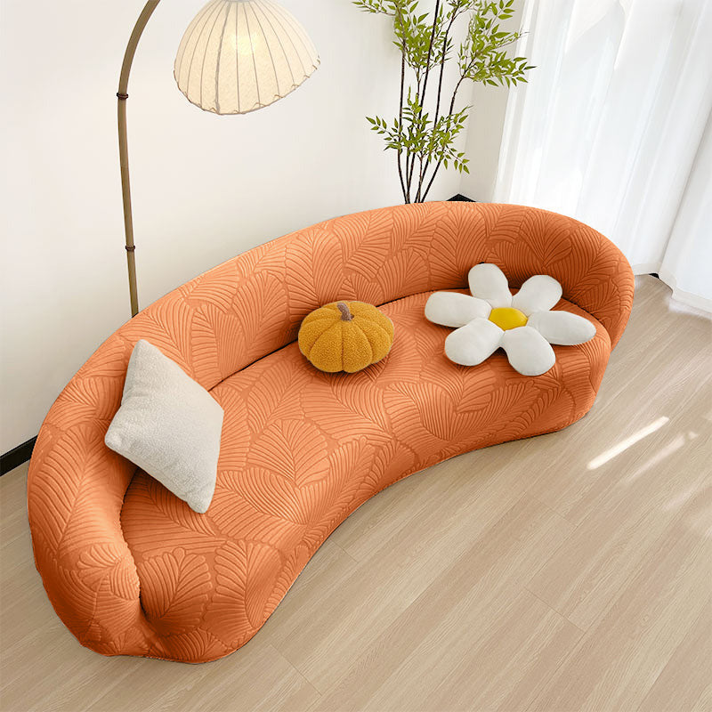Housse pour canapé incurvé arrondi contemporain extensible orange
