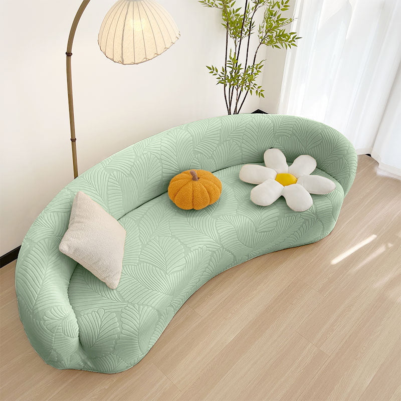 Housse pour canapé incurvé arrondi contemporain extensible vert tendre