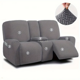 Housse canapé relax 2 places console centrale velours damassé