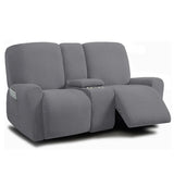 Housse pour canapé relax 2 places avec console gris