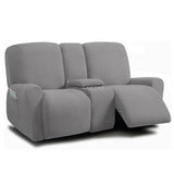 Housse pour canapé relax 2 places avec console gris clair