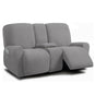 Housse pour canapé relax 2 places avec console gris clair