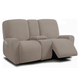 Housse pour canapé relax 2 places avec console taupe