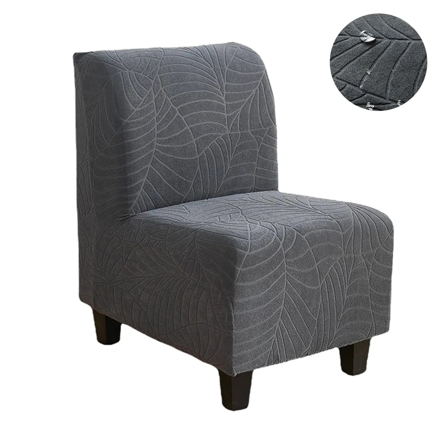 Housse pour chauffeuse, causeuse, fauteuil bas gris foncé