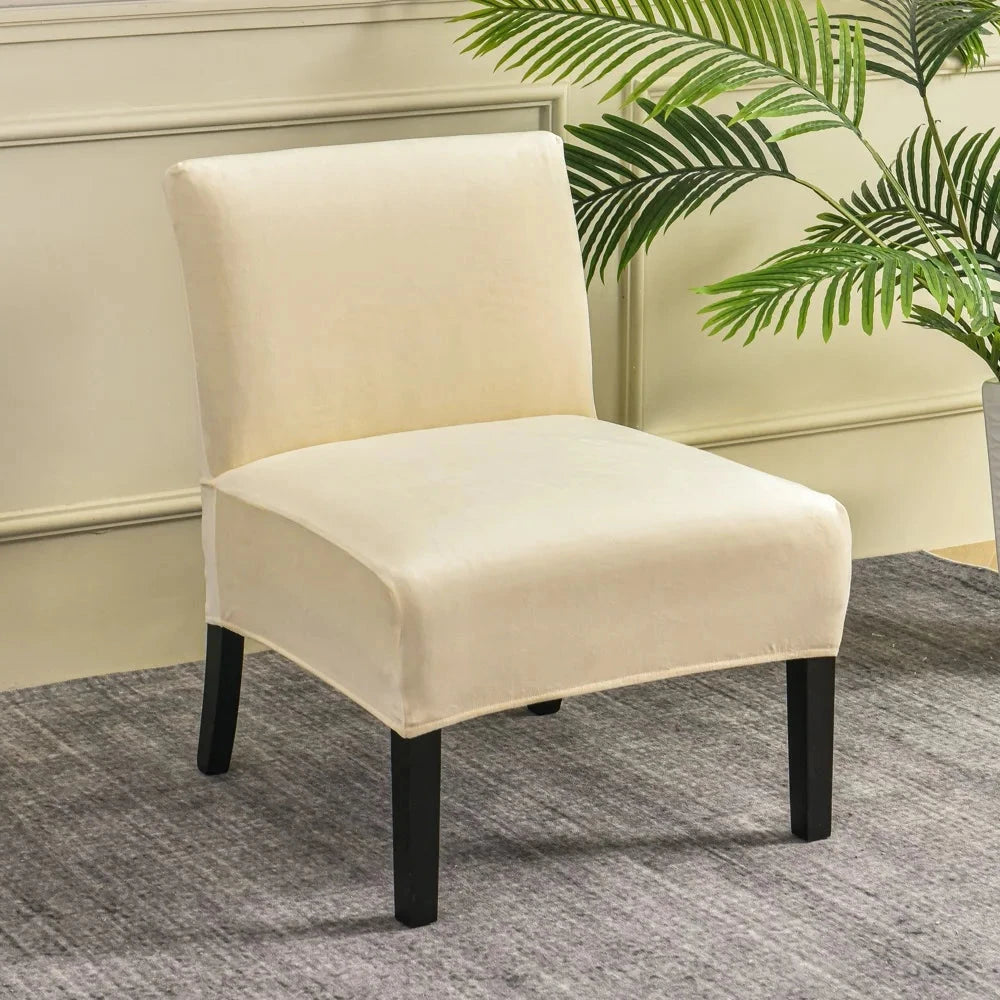 Housse pour chauffeuse, fauteuil bas sans accoudoir beige