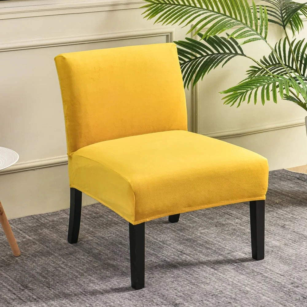 Housse pour chauffeuse, fauteuil bas sans accoudoir ocre