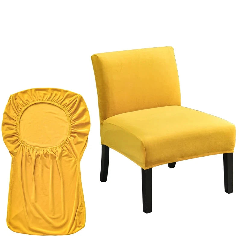 Housse pour chauffeuse, fauteuil bas sans accoudoir ocre